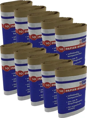 Produktbild von Robuste Papier-Müllbeutel für die Biotonne, 100 Stück, 10 Liter Volumen, Braun