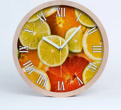Produktbild von Holzuhr 20fi cm wanduhr - weiße Spitzen - Zitrusfrüchte