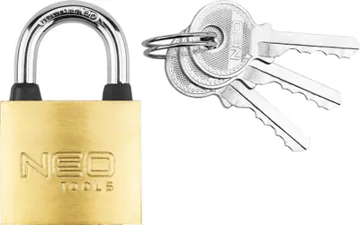 Produktbild von NEO TOOLS Profi Vorhängeschloss, Gusseisen und Kupferbeschichtet, Hochwertiges Sicherheitsschloss