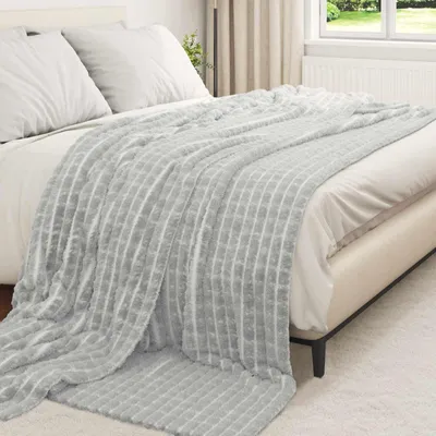 Produktbild von Cloris DesignMöbel Decken - Grau Wohndecken 6 Stück Grau 270x240cm Fleece Schlichtes3423474