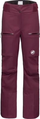 Dunkelrote Mammut Stoney HS Thermo Pants Women mit Reißverschlusstaschen und verstärkten Beinabschlüssen