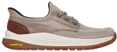 Zdjęcie produktu dla Skechers Męskie trampki Meroe-Alden 205467 TPE beżowe, wsuwane, bez wiązania, z pianką z pamięcią kształtu, rozmiar 42,5 EU