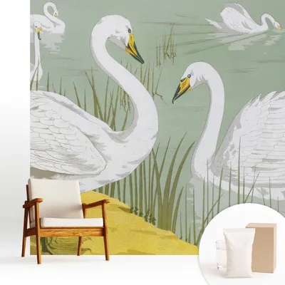 Produktbild von Fototapete  - 250x250 cm - Tapete - Wandtapete - Wandbilder - Dekofolie - Tapete Folie - Wand - Dekoration - Wohnzimmer - Schwanensee