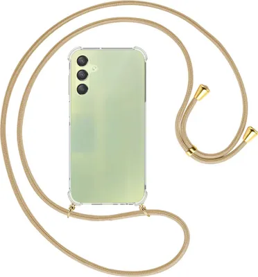 Produktbild von Handykette Backcover-Schutzhülle mit Band (Metall goldfarben) für Samsung Galaxy A15  - caramel