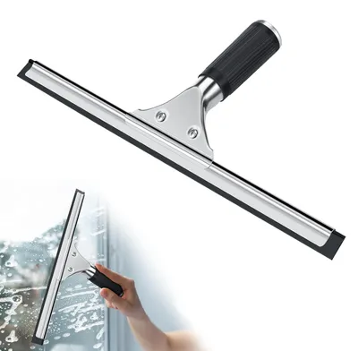Produktbild von Fensterwischer Fensterabzieher Duschabzieher - Edelstahl - Gummilippe - Schwarz - Für Glas, Spiegel und Duschtür