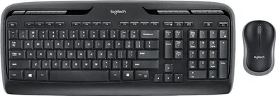 Zdjęcie produktu dla Logitech MK330, Pełnowymiarowy (100%), Bezprzewodowy, USB, QWERTY, Czarny, Dołączona myszka