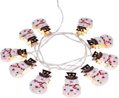 Immagine prodotto di Catena MagicHome Natale, Pupazzi di neve, illuminazione semplice, 10xLED bianco caldo, 2xAA, IP20, L-1,35 m