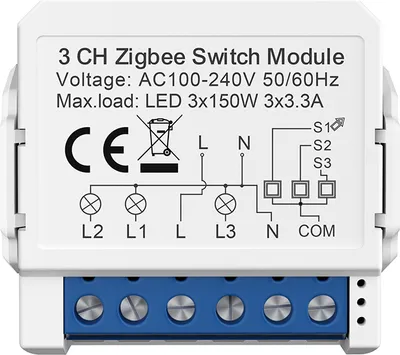 Produktbild von INF ZigBee Smart Switch ZWSM16 - 3 Gang Neutral Required - White