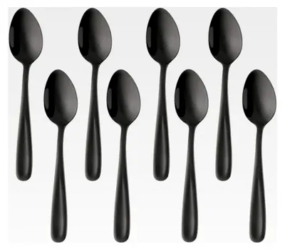 Produktbild von Teelöffel Set Schwarz 8 Stück Edelstahl Kaffeelöffel Mokkalöffel Kuchenlöffel 13,5 cm