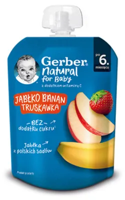 Obrázek produktu pro Gerber Mus dla Dzieci Jabłko Banan Truskawka 80 g po 6. miesiącu