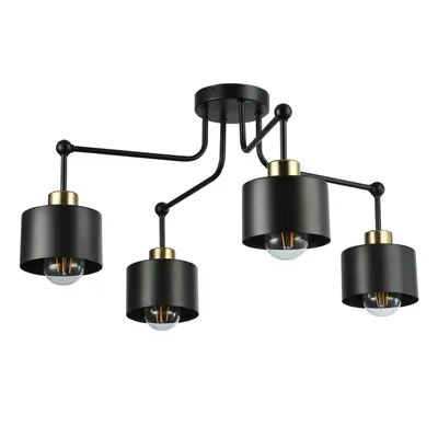 Produktbild von MasterLED Deckenleuchte – 4-flammig E27 – Metall lampe schwarz kupfer im Retro Design – ideal für Wohnzimmer, Flur & Küche – Elza