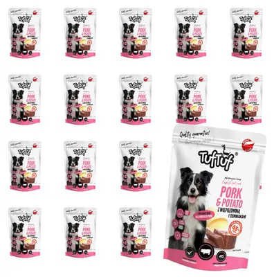 Produktbild von Tuftuf | Feuchte Nahrung für Hunde - 20x300g - Schweinefleisch mit Kartoffeln - 66% Feuchtigkeit - Nassfutter