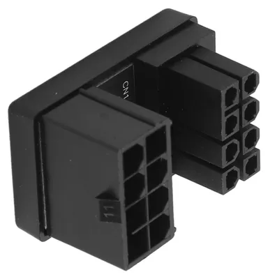 Zdjęcie produktu dla Złącze PCIe do karty graficznej, 8-pinowe, żeńskie na męskie, kąt 180 stopni, typ RVS, obudowa z tworzywa ABS, złącze zasilania do karty graficznej w komputerze stacjonarnym, kolor czarny
