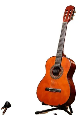 Zdjęcie produktu dla Gitara klasyczna, wraz z futerałem i akcesoriami, idealna dla początkujących, w kolorze ciemnobrązowym