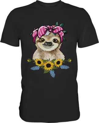 Produktbild von Faultier Sonnenblumen T-Shirt Gärtner Geschenk Garten Motiv – Black / S