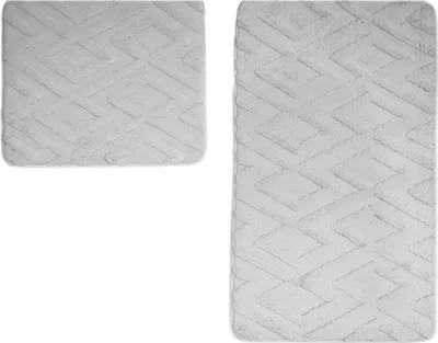 Productafbeelding van Elegant toiletset met diamantweefstructuur - 2-delige set badmatten, grijs