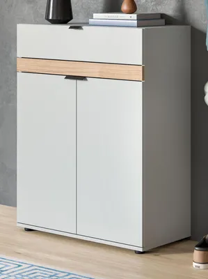 Produktbild von Schuhschrank "Janko" in grau und Evoke Eiche Flur Kommode 75 x 98 cm, Soft-Close