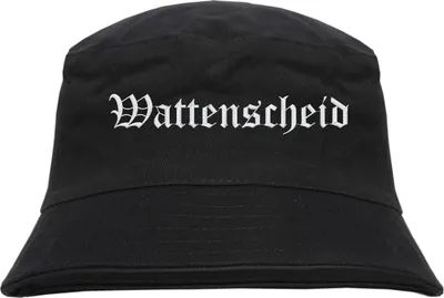 Produktbild von Wattenscheid Fischerhut - Altdeutsch - bestickt -  Bucket Hat Anglerhut Hut Anglerhut Hut  Schwarz S/M