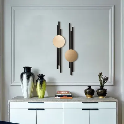 Image de Wallity, ensemble Antique Lines - APT799, accessoire mural décoratif en métal, noir, 100 % ACIER, 13,5 x 60 cm