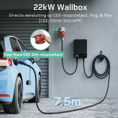 Obrázek produktu pro Nabíjecí stanice Wallbox 22 kW - 3-fázová nabíječka pro elektromobily typu 2, 32 ampér, černá