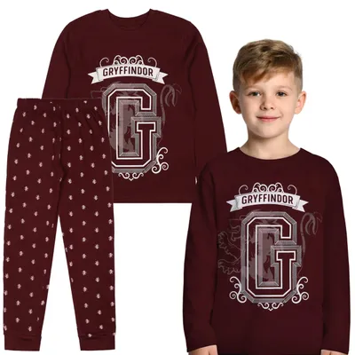 Obrázek produktu pro Harry Potter Gryffindor Pyžamo s dlouhým rukávem, Dvoudílné pyžamo pro chlapce, 100% BAVLNA 134-140