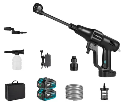 Zdjęcie produktu dla Pistolet do myjki wysokociśnieniowej, 200 bar, bezprzewodowy, zasilany akumulatorowo, 2 akumulatory