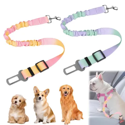 Immagine prodotto di Cinture di sicurezza per cani, 2 pezzi, regolabili, elastiche, con motivo colorato sfumato