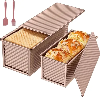 Produktbild von Toastbrot-Backform mit Deckel, 1000-g-Toastbrotform Kohlenstoffstahl mit Antihaftbeschichtung, rechteckige Kastenform für Toast, Toastbrot, Sandwichbrot, Kastenbrot, Kuchen und Gebäck