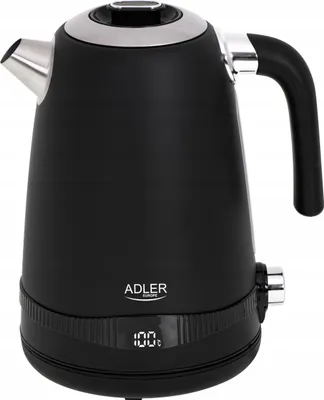 Image de Adler Bouilloire électrique AD 1295b, 2200 W, 1,7 L, inox, pied pivotant à 360°, noir