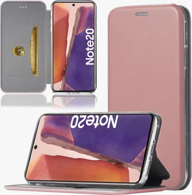 Produktbild von Handy Schutz Hülle für Samsung Galaxy Note 20 Handytasche mit Magnetdeckel Kartenfach und Standfunktion Klapphülle Rosegold