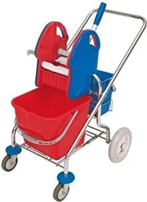 Produktbild von CleanSV Einfachfahreimer Putzwagen klappbar, Deichsel, verchromt mit 20 l Eimer, Profi Presse und 5 liter Eimer
