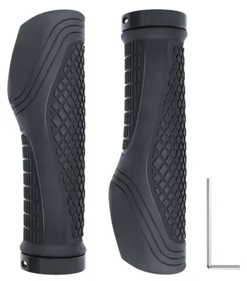 Image de Poignées de vélo ergonomiques, lot de 2, avec système de verrouillage double face, en caoutchouc antidérapant, pour VTT, vélos de randonnée et vélos de ville