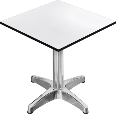 Produktbild von CPBL | HPL Bistro Tisch | B:T:H 60 x 60 x 78 cm | Weiß / Aluminium | Klappbar + Zusatzgewicht | Quadratisch | Bistrotisch Gastro Tisch