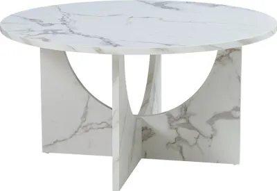 Produktbild von Couchtisch 'Rindal' rund 80 x 42 cm Marmoroptik, weiß