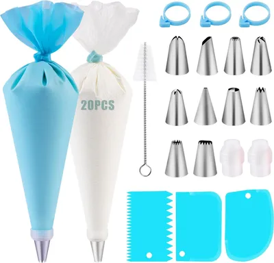 Produktbild von Spritzbeutel mit Spritztüllen Set 40 Stück, Tortendekorationsset, für Cupcakes, Torten, Muffins
