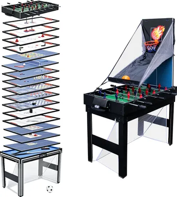 Produktbild von Multi-Spieltisch 20 in 1 aus MDF, schwarz, L 106,6 x B 61 x H 80,5 cm