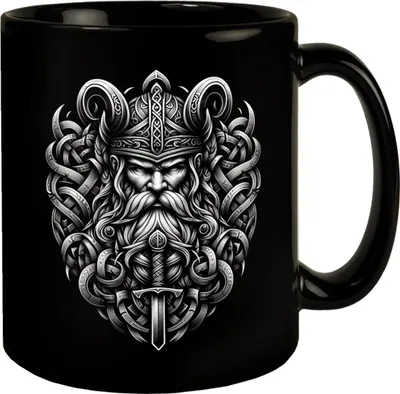 Produktbild von Odin Wikingergott Tasse schwarz in Schwarz