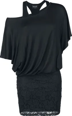 Produktbild von Black Premium by EMP Damen schwarzes Kleid im Double-Layer-Look mit Spitze M
