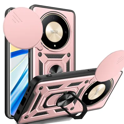 Produktbild von Outdoor Panzer Hülle Honor Magic 6 Lite Handyhülle Slide Kameraschutz Ringhalter Rosegold