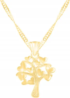 Immagine prodotto di Collana con albero della vita in oro e cuori portafortuna, argento 925