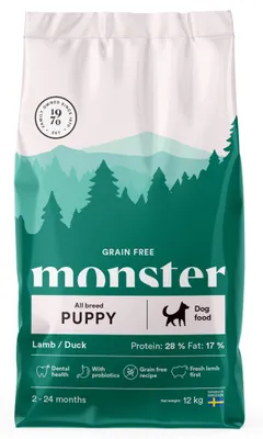 Zdjęcie produktu dla Monster Dog Grain Free Puppy 12kg Bezzbożowa Sucha Karma Dla Szczeniąt z Jagnięciną i Kaczką