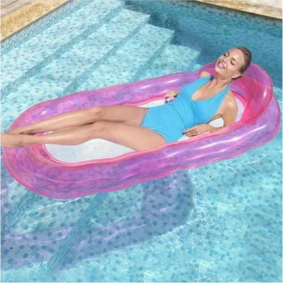 Produktbild von Famanu Luftliege Stuhl - Luftmatratze für Swimmingpool mit Netz - Hängematte aufblasbar