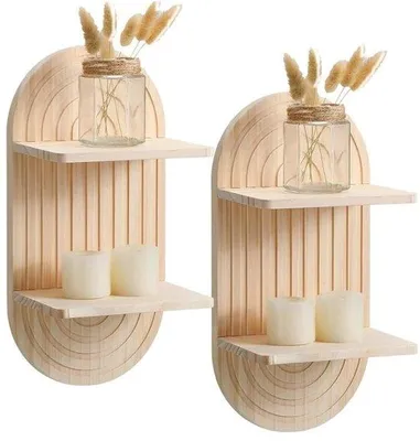Image de Décoration murale de style bohème - panneau suspendu en bois - 1 pièce - chêne massif - 34,5 cm de haut