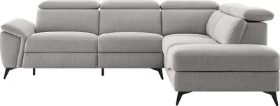 Produktbild von Ecksofa mit elektrischer Relaxfunktion - Stoff meliert - Hellgrau - CADILO