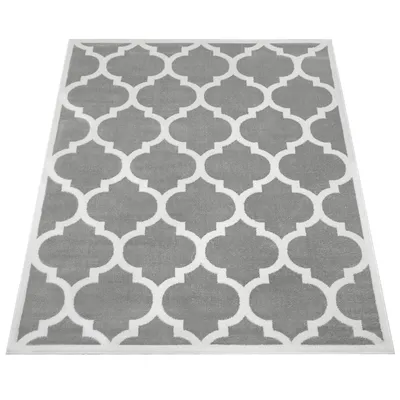 Produktbild von Teppich Wohnzimmer Kurzflor Marokkanische Kreis Und Bordüren Muster Modern Grösse 60x100 cm