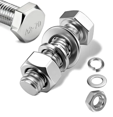 Obrázok produktu pre Sada skrutiek a matíc M10 x 25 mm, 12 kusov, nerezová oceľ A2 V2A, DIN 933, pre nábytok