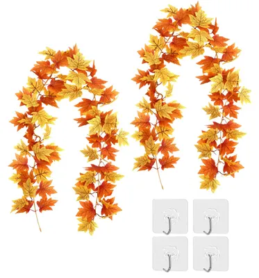 Künstliche Herbst-Ahornblatt-Girlande, 2 Stück, 1,75 m, für Thanksgiving
