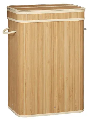 Obrázok produktu pre Košík na bielizeň – úložný košík – stabilná konštrukcia z bambusu – 31,5 x 42,5 x 61 cm – béžová farba