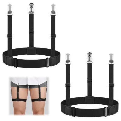2er-Pack verstellbare Hemdhalter, schwarz, elastisch, mit Stahlclips