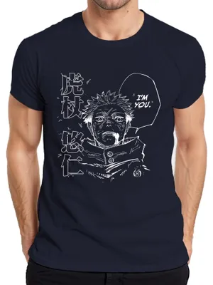 Immagine prodotto di Maglietta da uomo I'M YOU Itadori Yuji Jujutsu Kaisen Manga Black White Gift, Navy, L